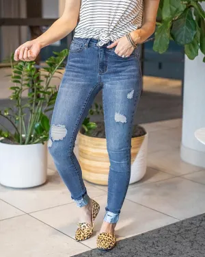 Grace & Lace Repurposed Cuff Denim - Distressed