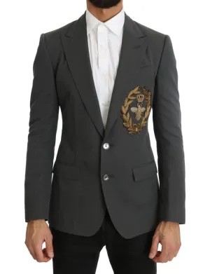 Gray Cotton Linen Royal Bee Blazer