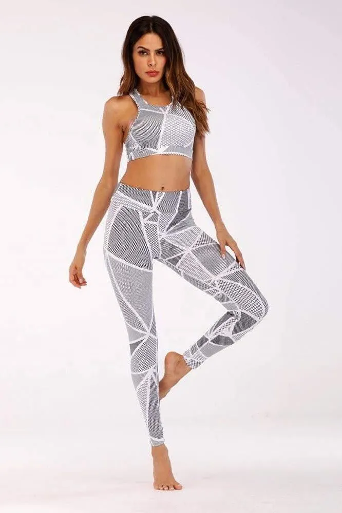 Gray Geometric Patterns Yoga Set