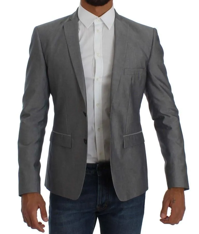 Gray Regular Fit Wool Blend Blazer Jacket
