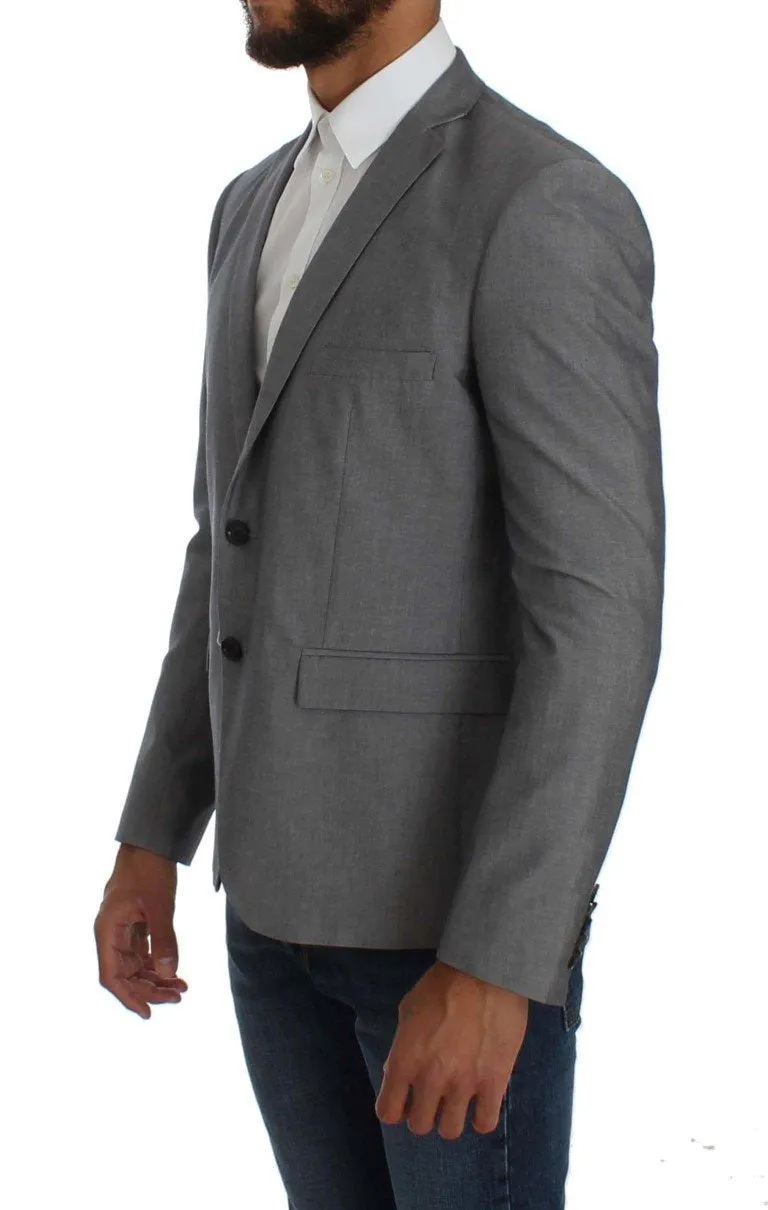 Gray Regular Fit Wool Blend Blazer Jacket