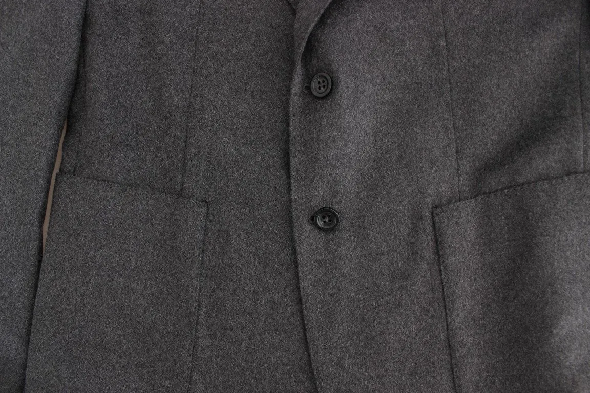 Gray silk two button blazer