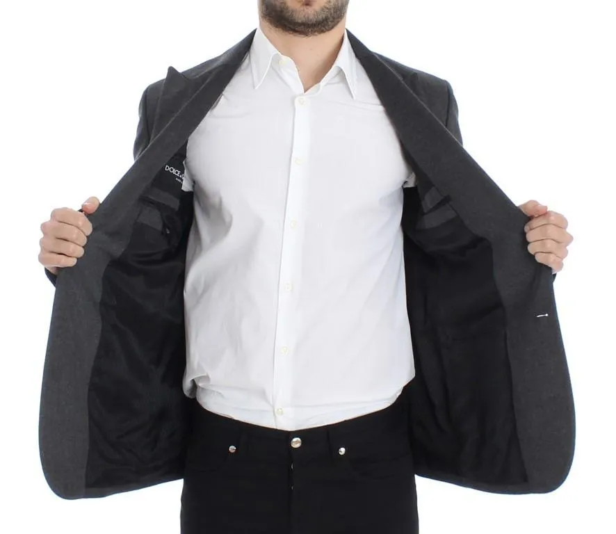 Gray silk two button blazer