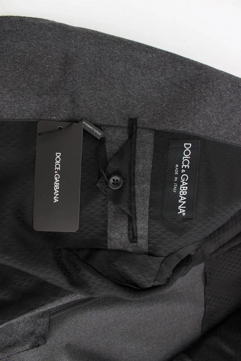 Gray silk two button blazer