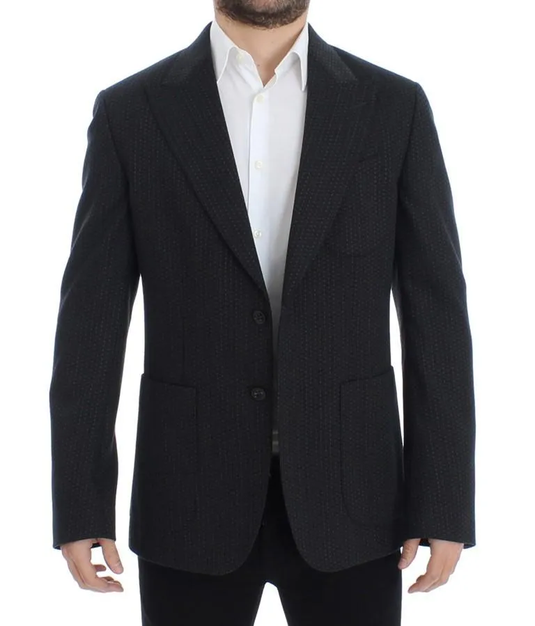 Gray wool two button blazer