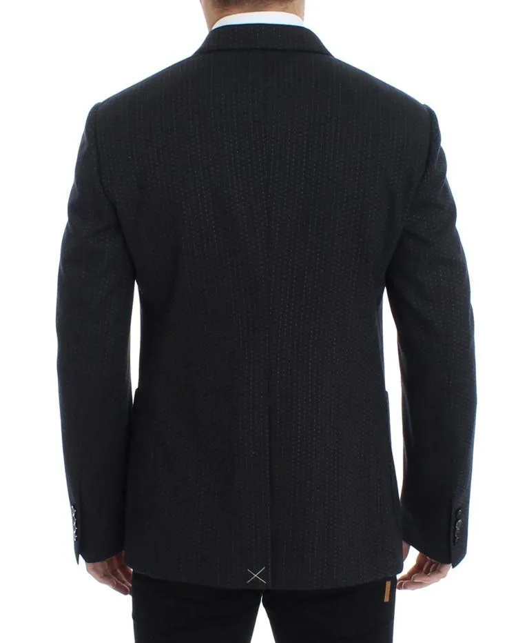 Gray wool two button blazer