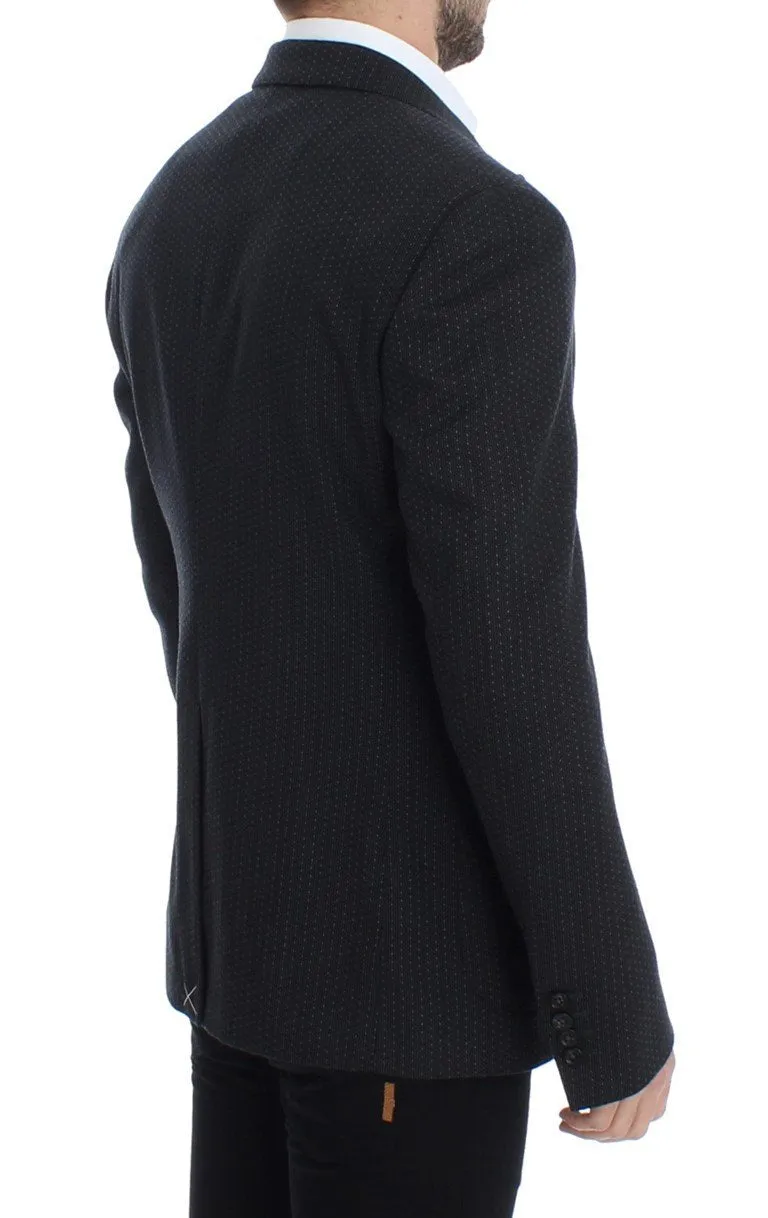 Gray wool two button blazer