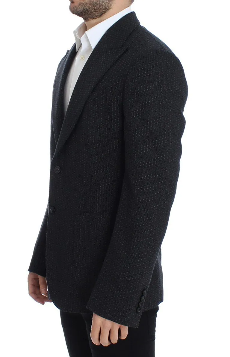 Gray wool two button blazer