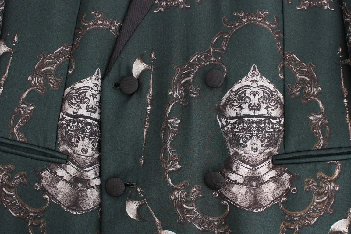 Green silk knight slim fit blazer