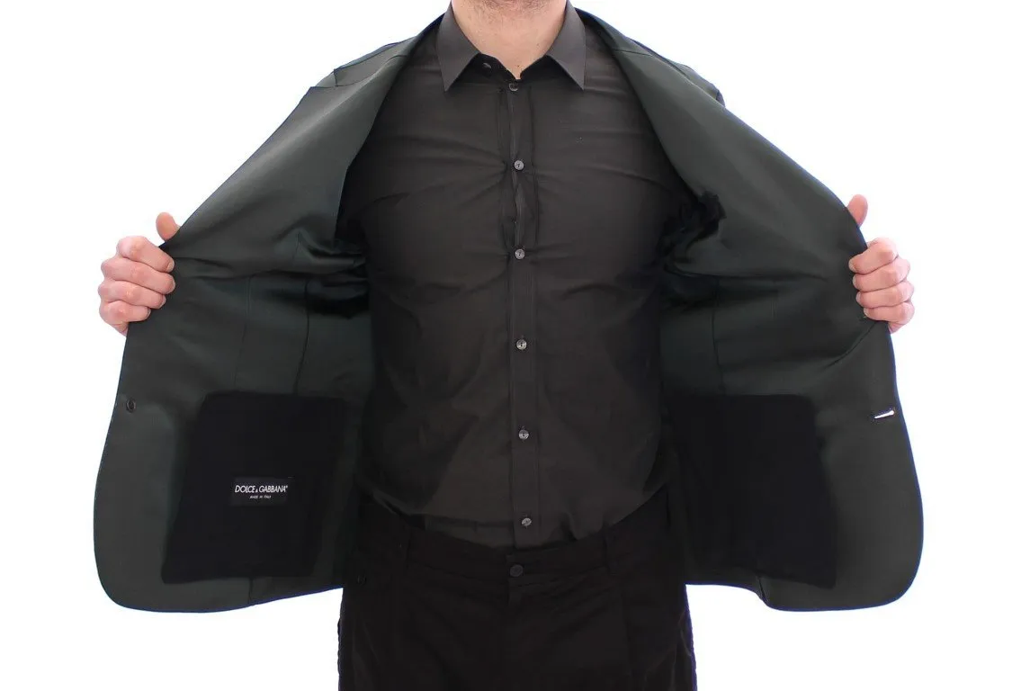 Green silk slim fit blazer