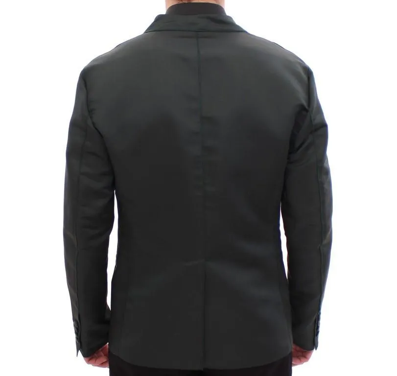 Green silk slim fit blazer