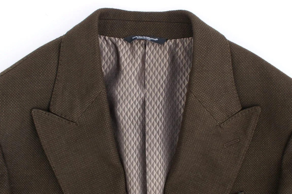 Green wool regular fit blazer