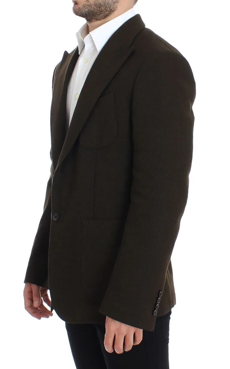 Green wool regular fit blazer