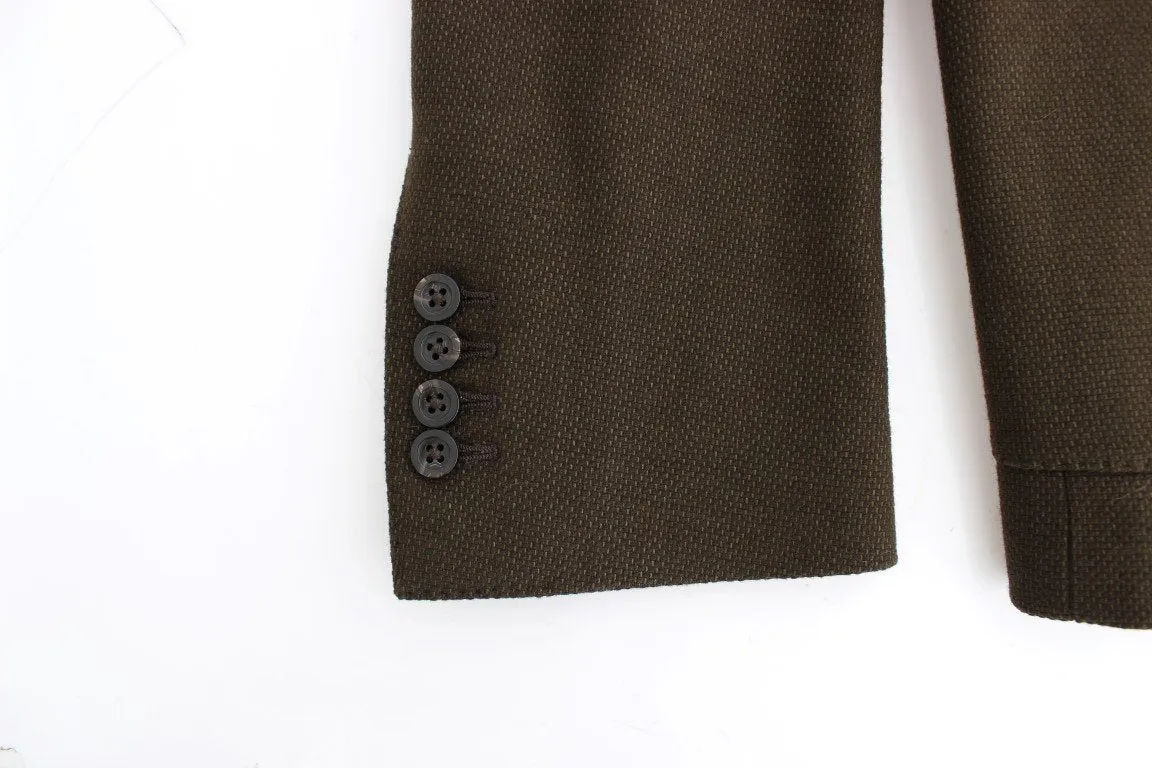 Green wool regular fit blazer