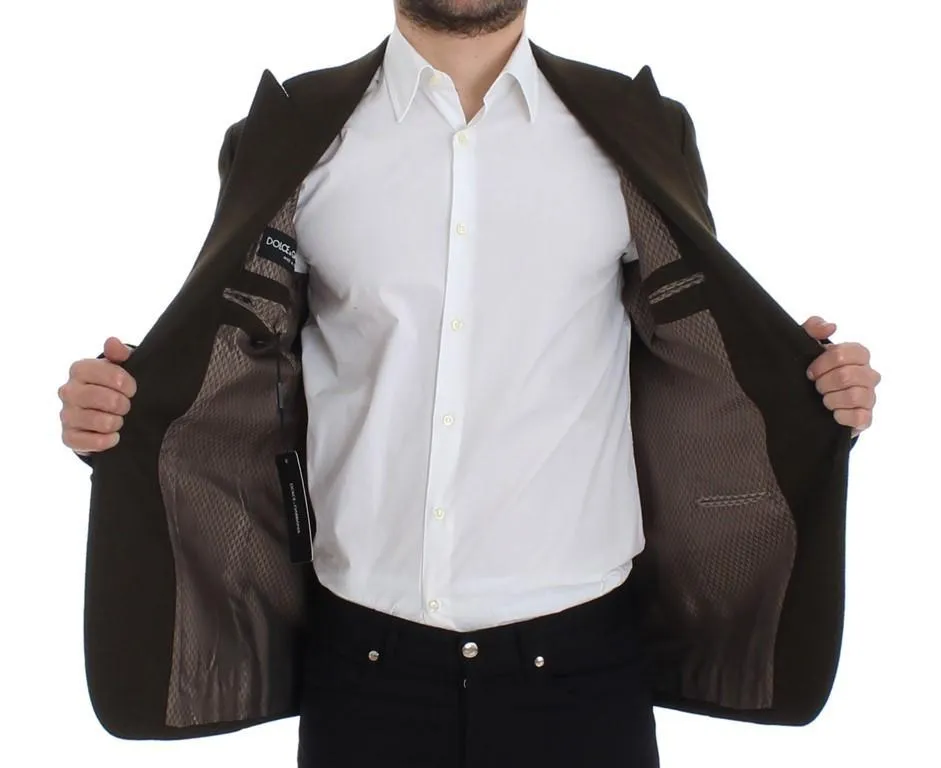 Green wool regular fit blazer