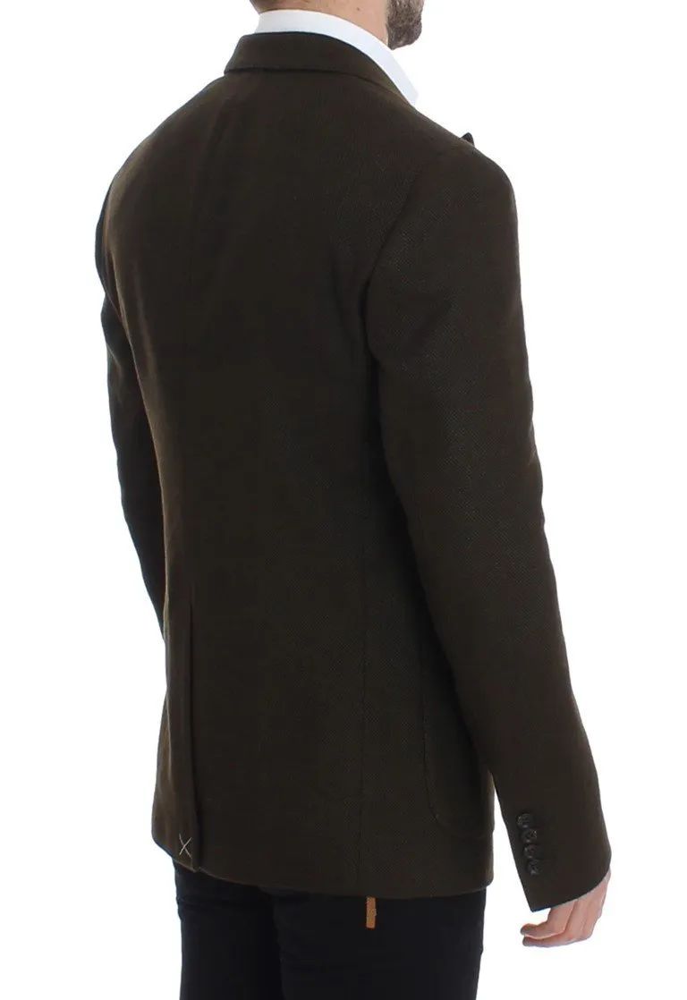Green wool regular fit blazer