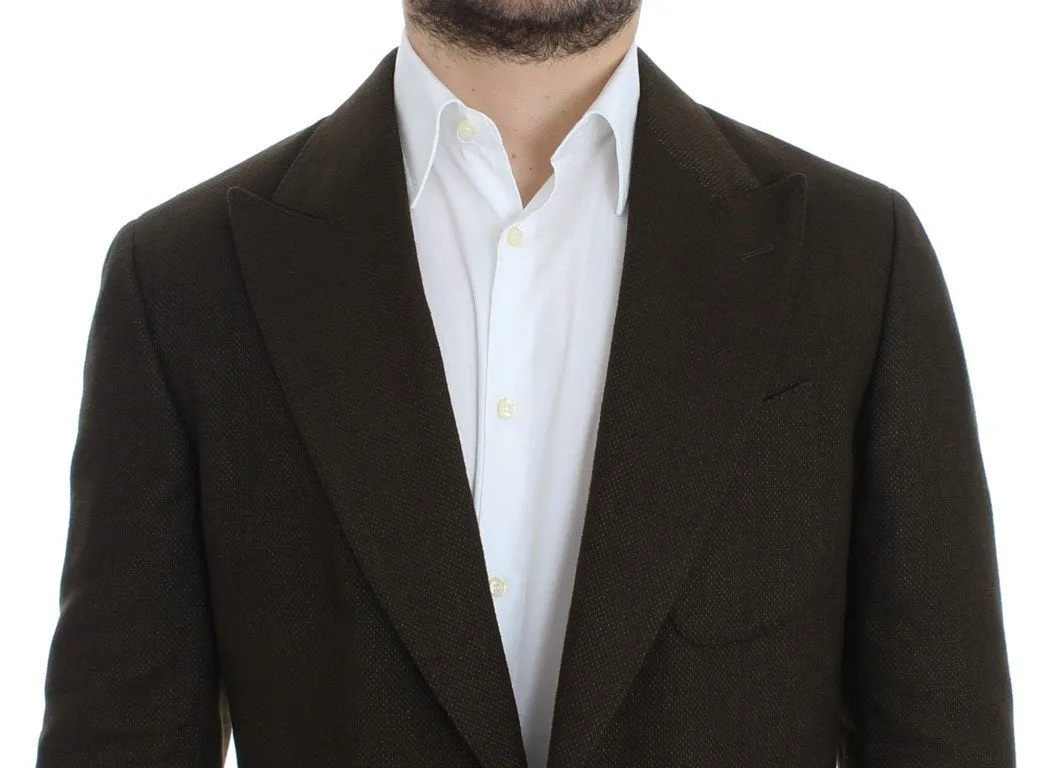 Green wool regular fit blazer