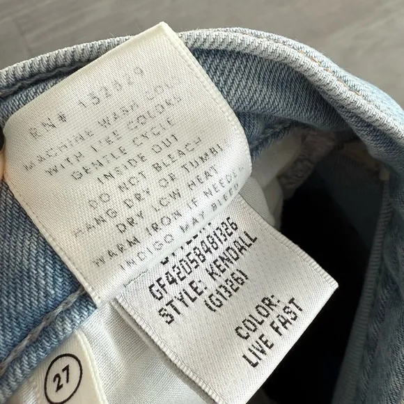 GRLFRND Denim Kendal Jeans Live Fast 27 High Rise Skinny Raw Hem Light Wash