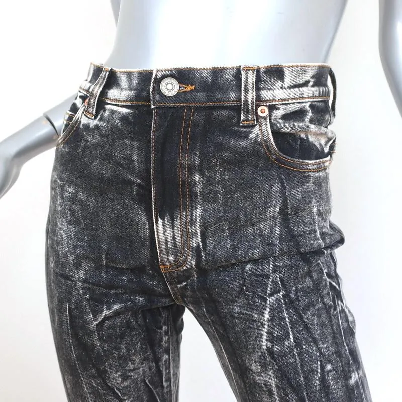 Gucci Acid Wash Skinny Jeans Faded Black Stretch Cotton Size 24