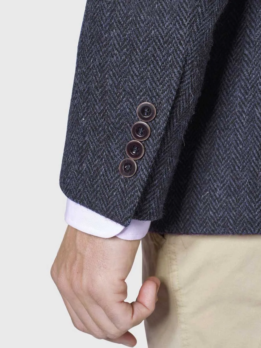 HARRIS TWEED Stranrear Jacket - Mens - Navy Herringbone