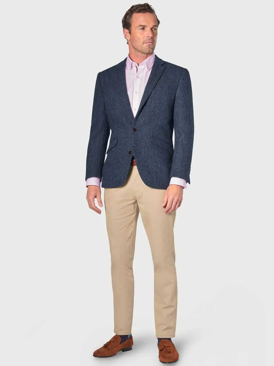 HARRIS TWEED Stranrear Jacket - Mens - Navy Herringbone
