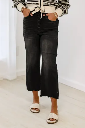 Have It Your Way HW Black Destroyed Wide Leg Crop Judy Blue