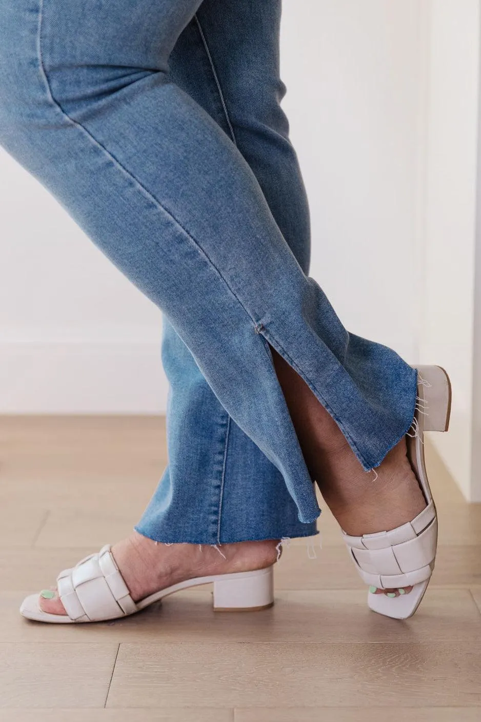 Hazel Blues® | Jody Slim Flare Side Slit Jeans