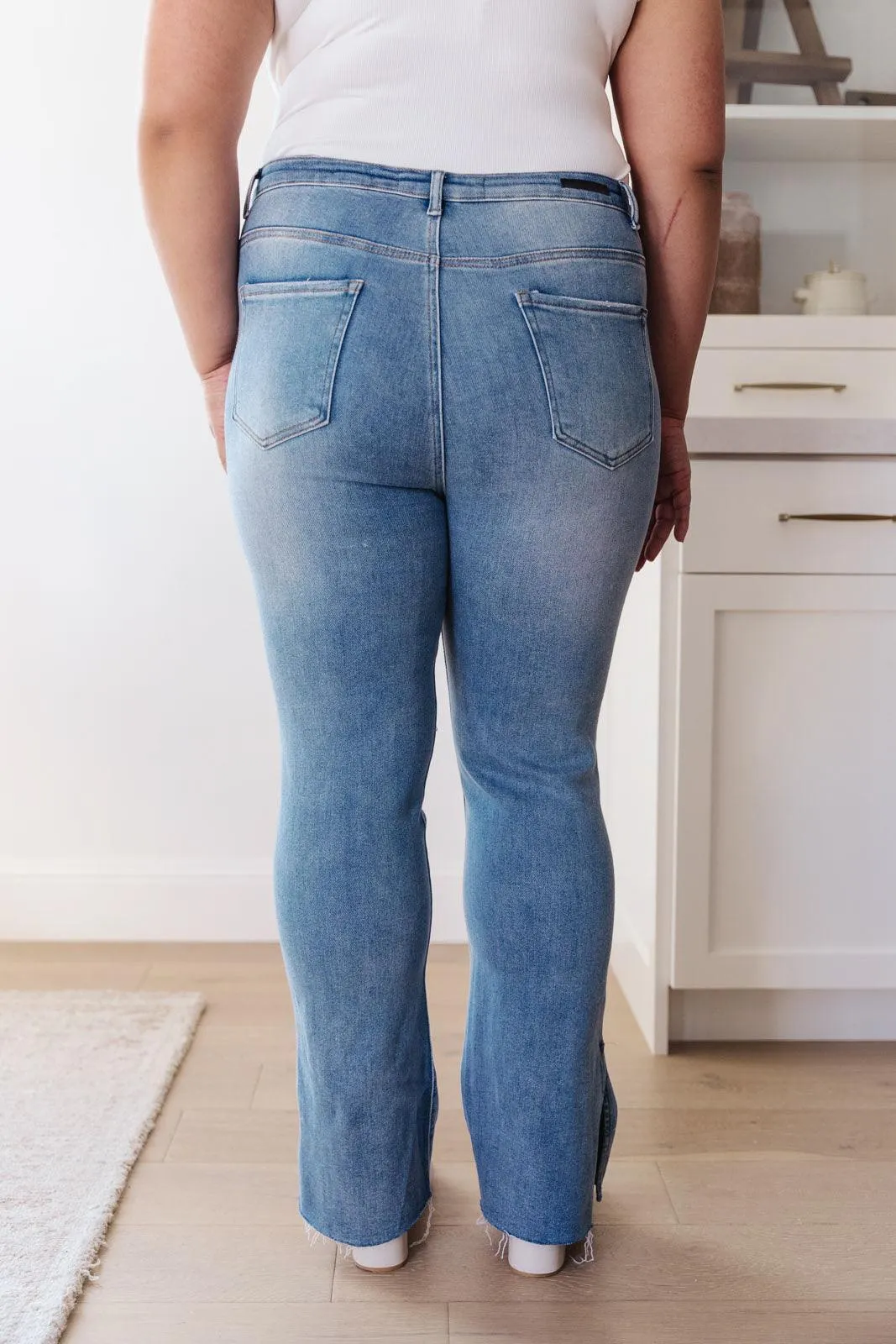 Hazel Blues® | Jody Slim Flare Side Slit Jeans