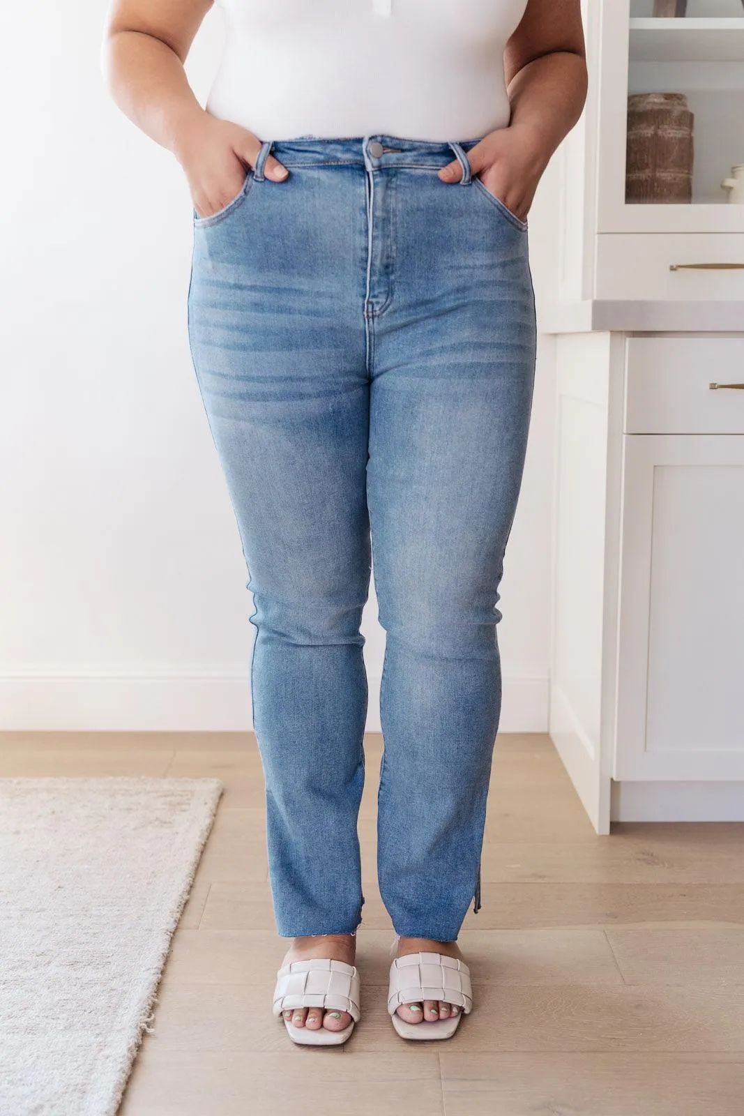 Hazel Blues® | Jody Slim Flare Side Slit Jeans