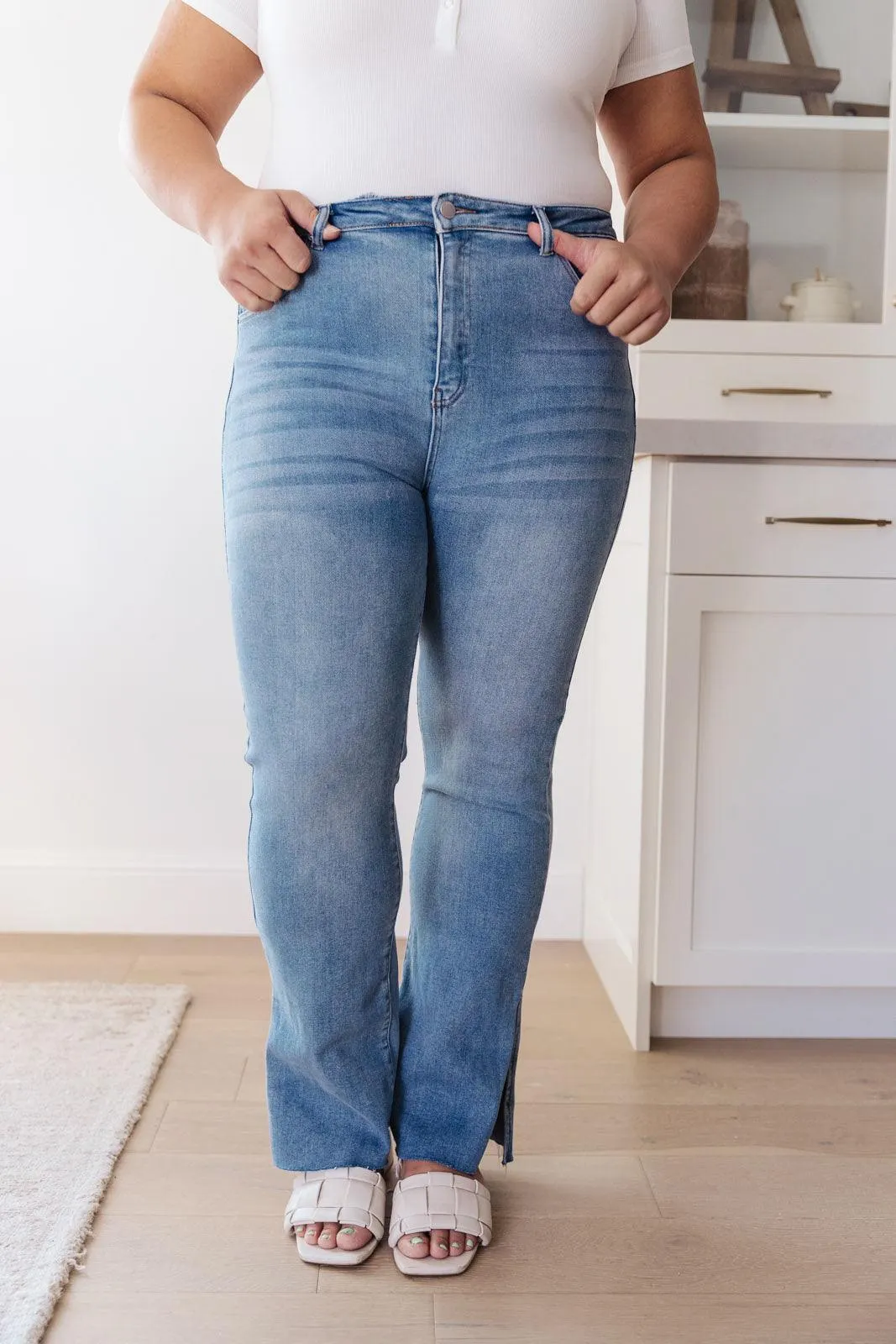 Hazel Blues® | Jody Slim Flare Side Slit Jeans