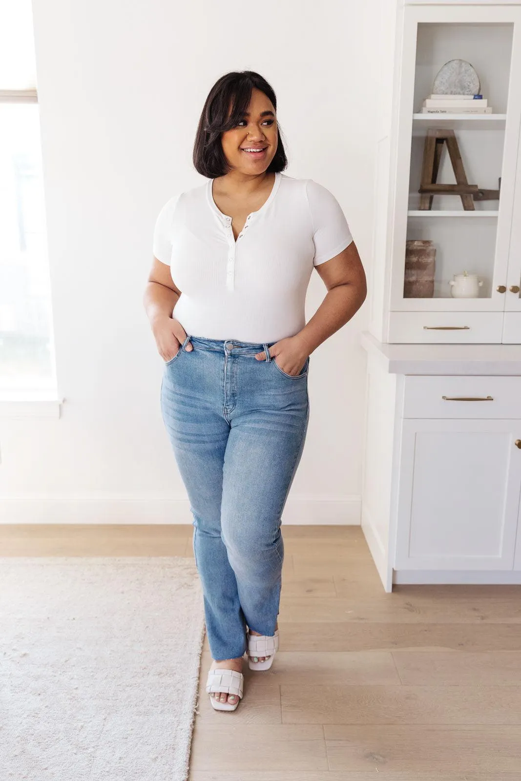 Hazel Blues® | Jody Slim Flare Side Slit Jeans