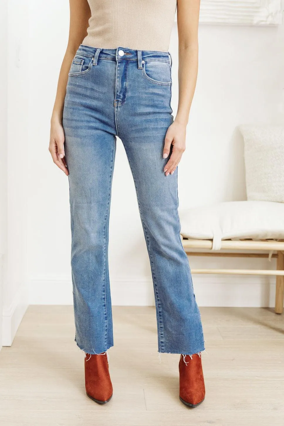 Hazel Blues® | Jody Slim Flare Side Slit Jeans