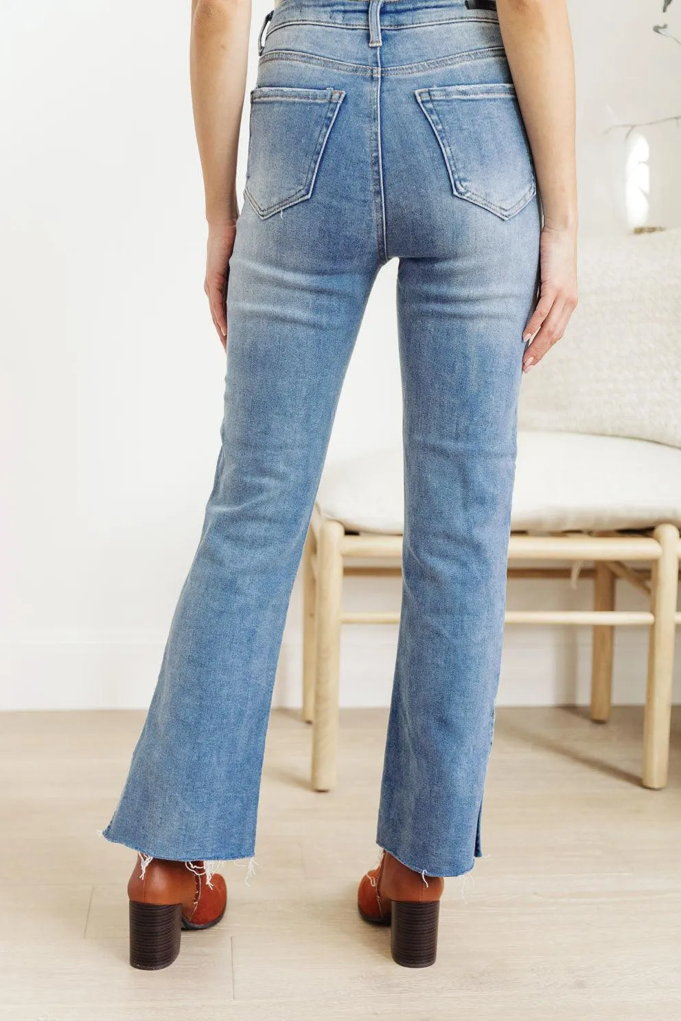 Hazel Blues® | Jody Slim Flare Side Slit Jeans
