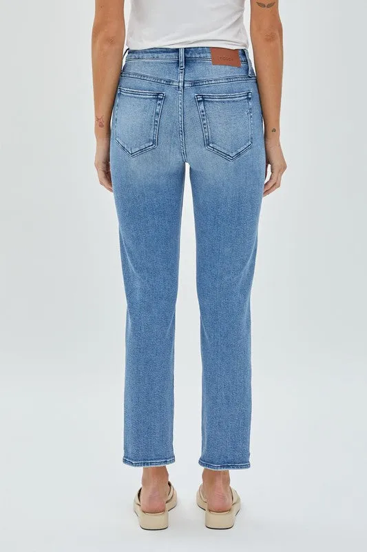 Hidden Jeans Medium Wash Stretch Knee Distressed Straight