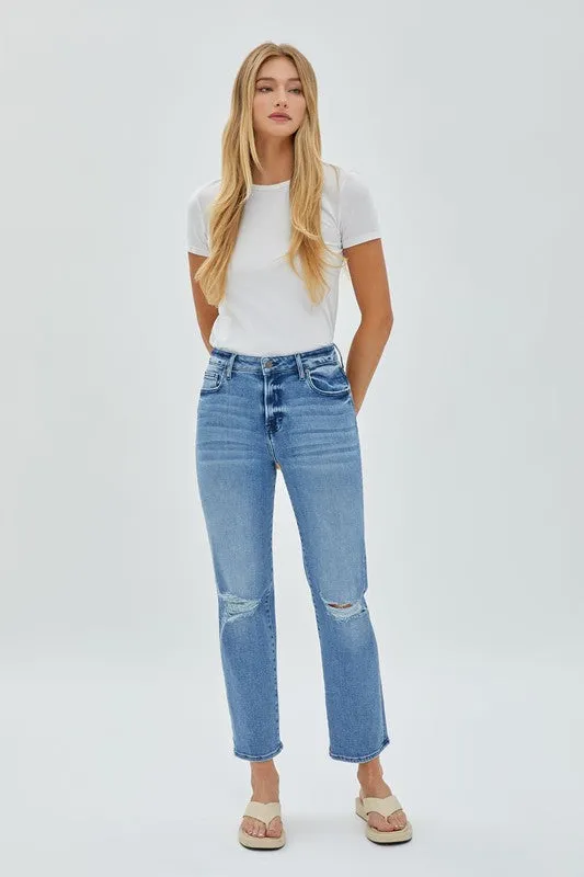Hidden Jeans Medium Wash Stretch Knee Distressed Straight