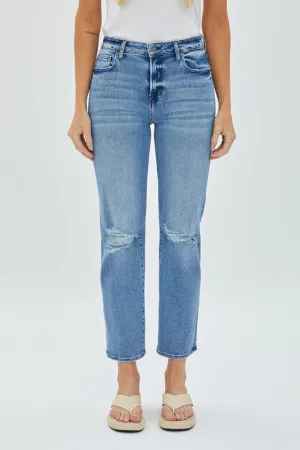 Hidden Jeans Medium Wash Stretch Knee Distressed Straight