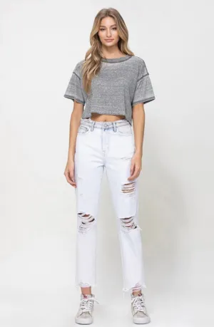 High Rise Cropped Denim— Wt Wash
