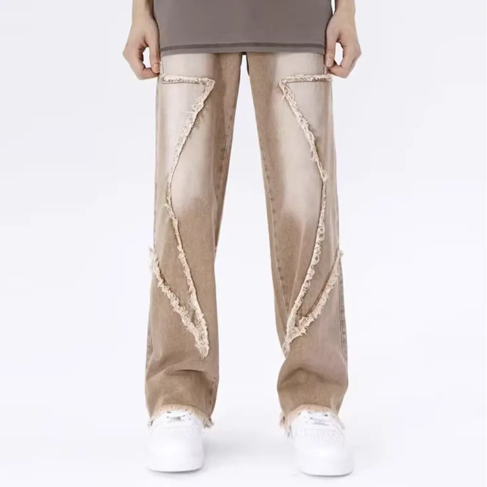 Hip Hop Big Pentagram Distressed Jeans
