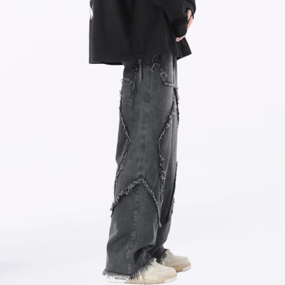 Hip Hop Big Pentagram Distressed Jeans