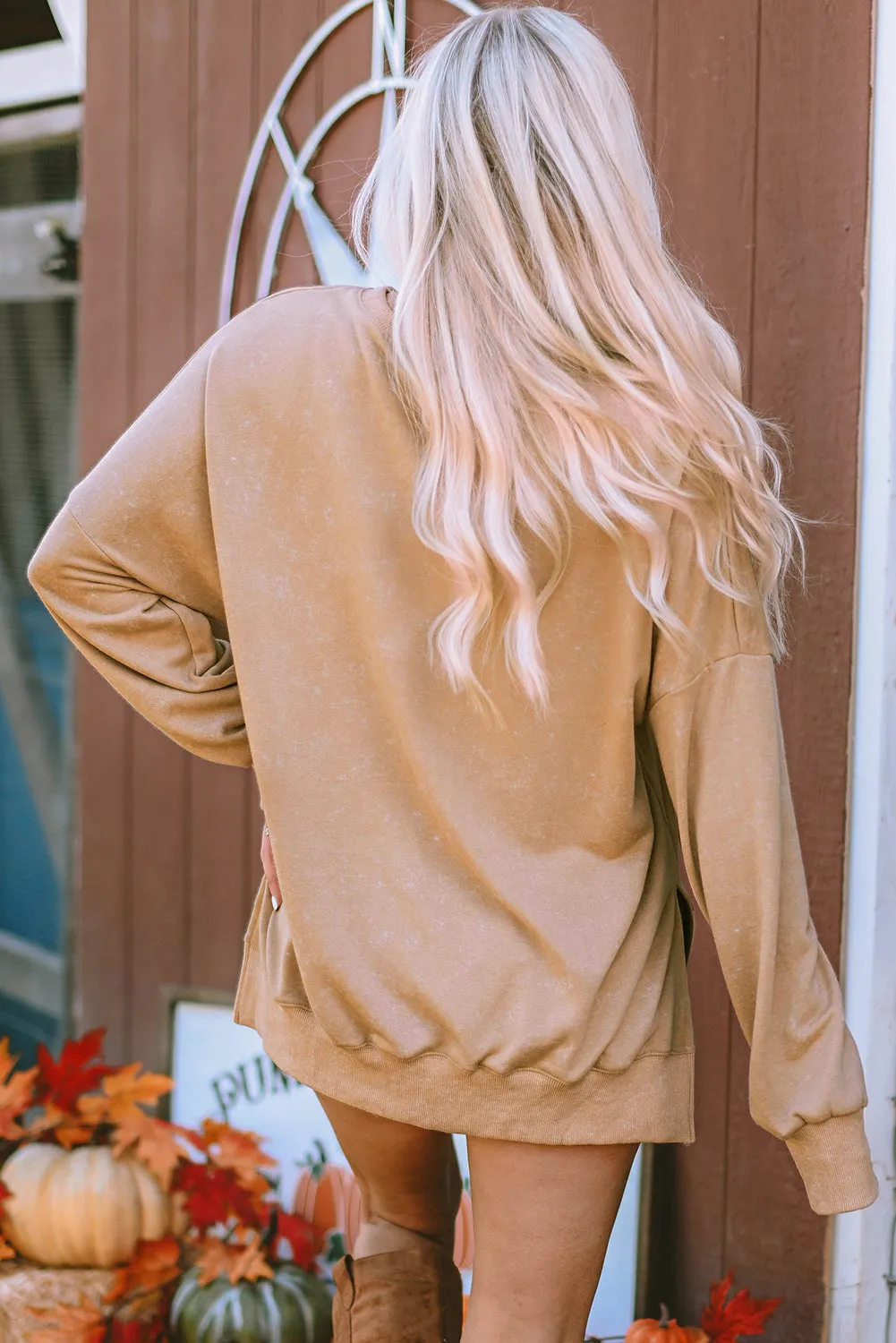 HOWDY FALL Pumpkin Split Hem Sweatshirt