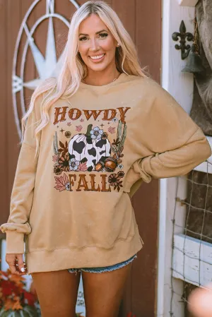 HOWDY FALL Pumpkin Split Hem Sweatshirt