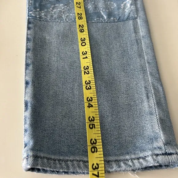 J Crew Slouchy Boyfriend Norwich Wash Denim Jeans Womens 29 Floral Leg Patch