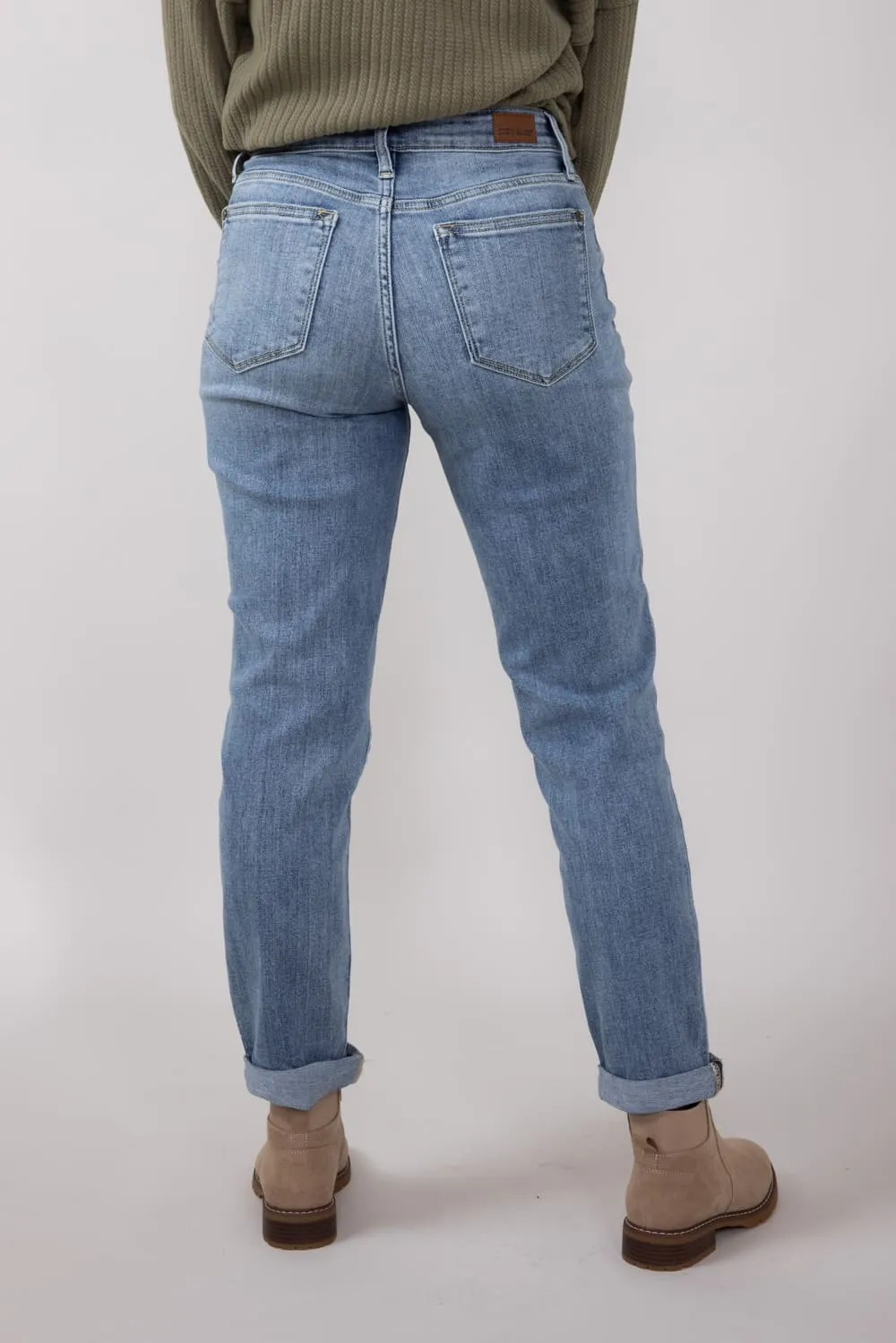 Judy Blue Mid Rise Light Wash Boyfriend Jeans for Women | 82335REG