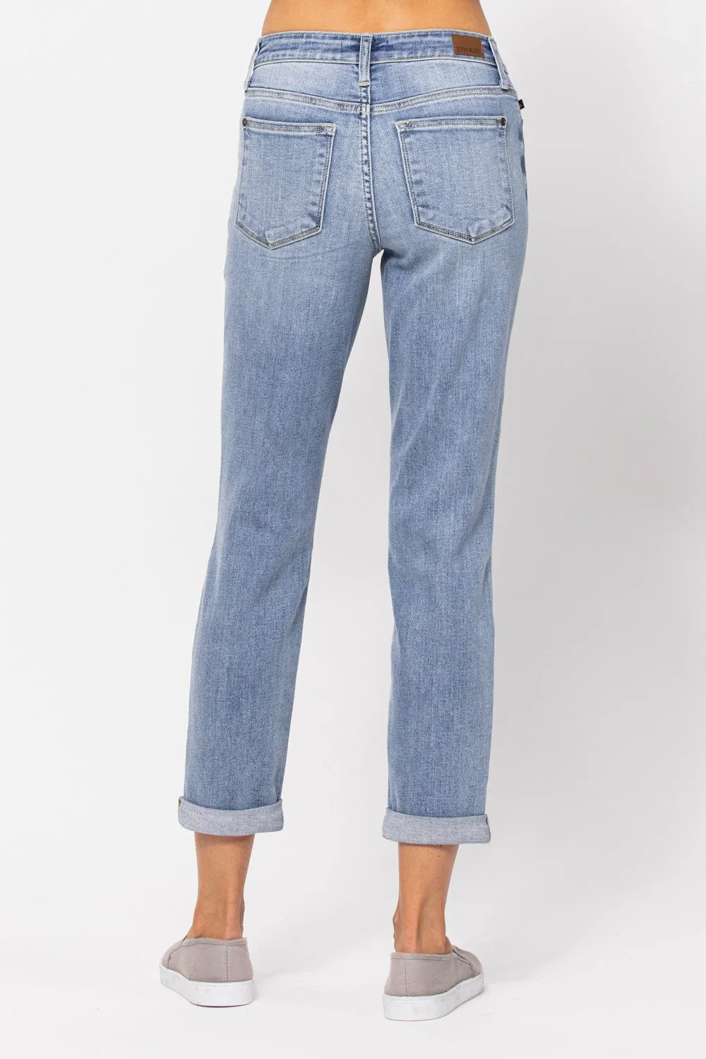Judy Blue Midrise Bleach Boyfriend Denim