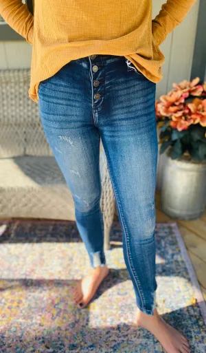 Kancan High Rise Distressed Mom Jean