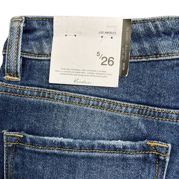 KANCAN JEANS MILAN HIGH RISE MOM SIZE 5/26 DISTRESSED KC9197D RELAXED FIT NWT