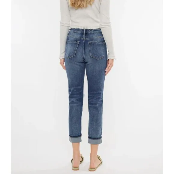 KANCAN JEANS MILAN HIGH RISE MOM SIZE 5/26 DISTRESSED KC9197D RELAXED FIT NWT