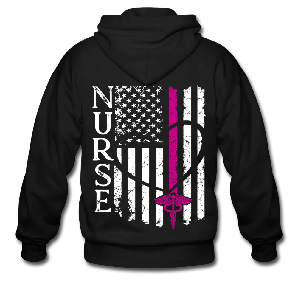 Kary RN Pink on Front Gildan Heavy Blend Adult Zip Hoodie