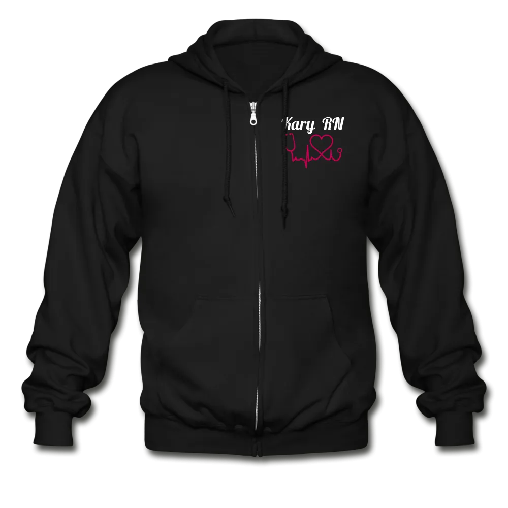 Kary RN Pink on Front Gildan Heavy Blend Adult Zip Hoodie