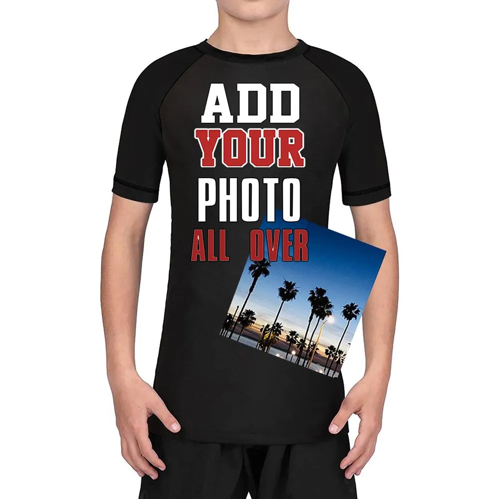 Kids Custom BJJ Athletic Training Rash Guard for Youth Boys Girls